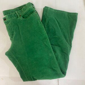 J.Crew Corduroy Stretch Pants Womens14R Green Wide Leg Stretch Mid Rise